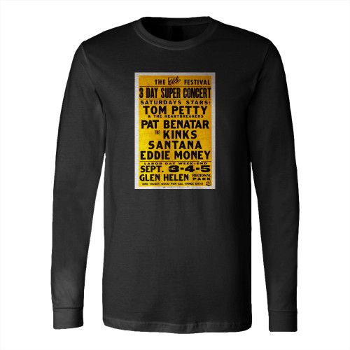 Tom Petty Original Us Festival Cardboard Concert Long Sleeve T-Shirt Tee
