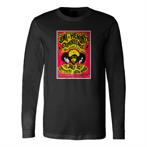 Vintage Jimi Hendrix Concert Print Long Sleeve T-Shirt Tee