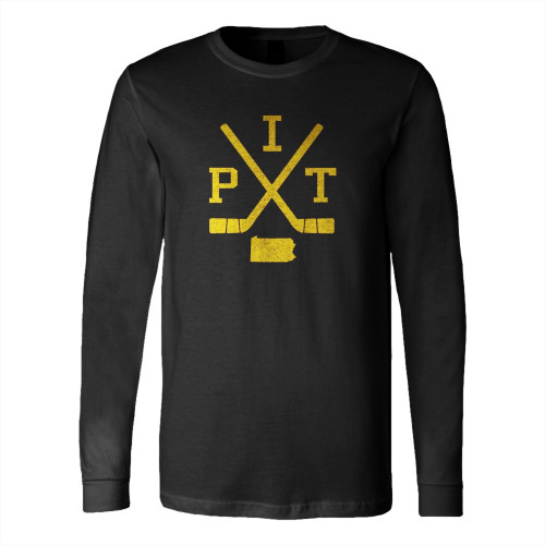 Vintage Pittsburgh Hockey Sticks Retro Long Sleeve T-Shirt Tee