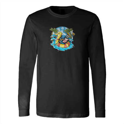 Yellow Hair Skull Holiday Beer Vacation Long Sleeve T-Shirt Tee