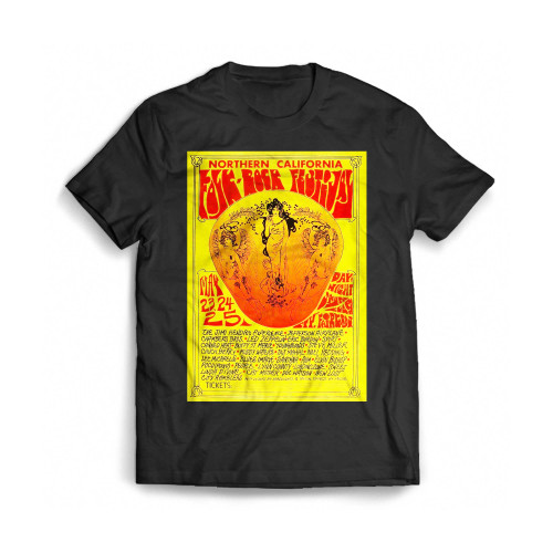 Concert Poster Northern California Folk Rock Festival 1968 Mens T-Shirt Tee