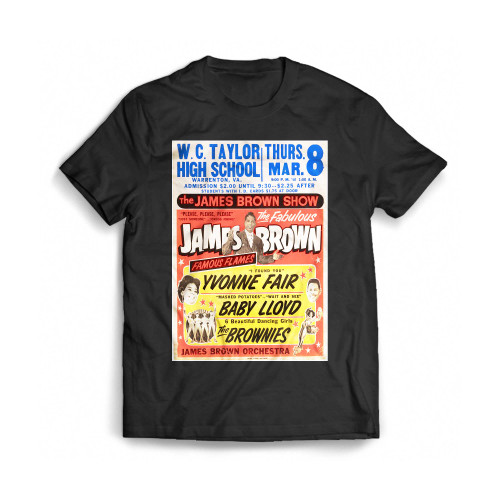 Exceptional The Fabulous James Brown Famous Flames 1962 Concert Mens T-Shirt Tee