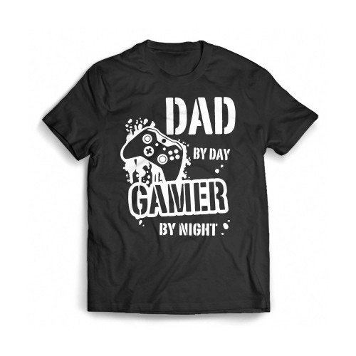 Funny Dad By Day Gamer By Night Mens T-Shirt Tee