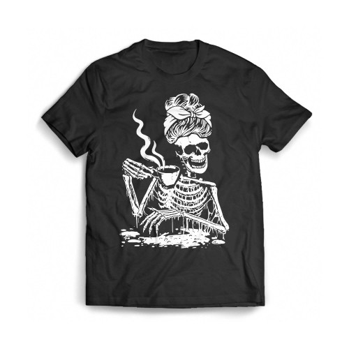 Halloween Party Skeleton Coffee Messy Mens T-Shirt Tee