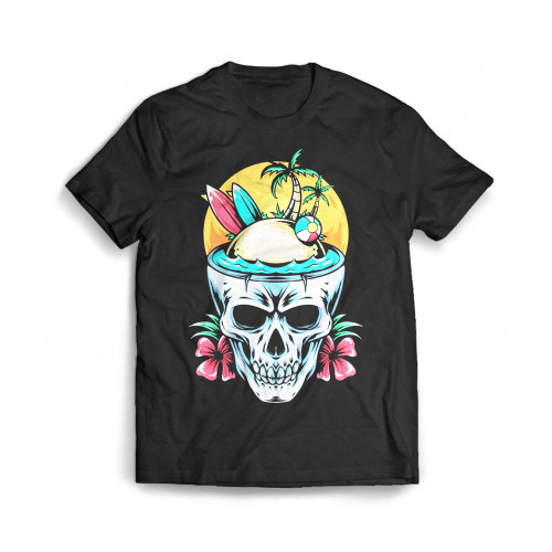 Island In Skull Summer Holiday Mens T-Shirt Tee