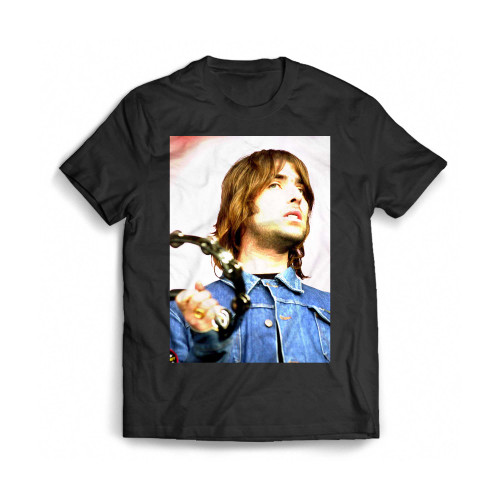 Liam Gallagher Playing The Tambourine England 2000 Poster Mens T-Shirt Tee