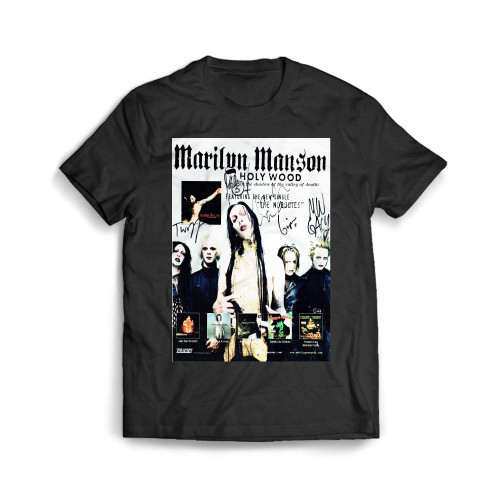 Manson Band Fully Signed Page Removed From The Ozzfest Programme 2001 Poster Mens T-Shirt Tee