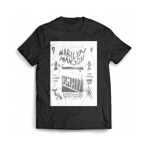 Marilyn Manson Concert Flyer 1993 Rosebuds Mens T-Shirt Tee