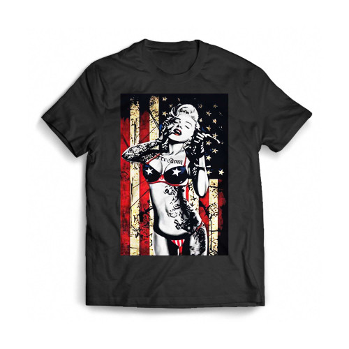 Marilyn Monroe American Flag Mens T-Shirt Tee
