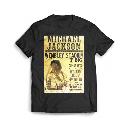 Michael Jackson Signed 1988 Wembley Stadium Original Concert Poster Mens T-Shirt Tee