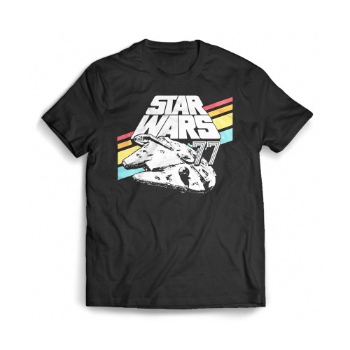 Millennium Falcon Retro Rainbow Mens T-Shirt Tee