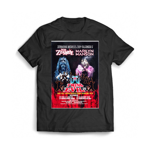 Original Concert Poster 2012 Rob Zombie And Marilyn Manson Twins Of Evil United Kingdom Mens T-Shirt Tee