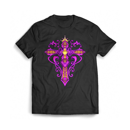 Purple Vine Cross Mens T-Shirt Tee