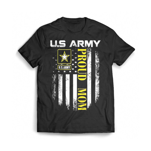 Us Army Proud Mom With American Flag Mens T-Shirt Tee