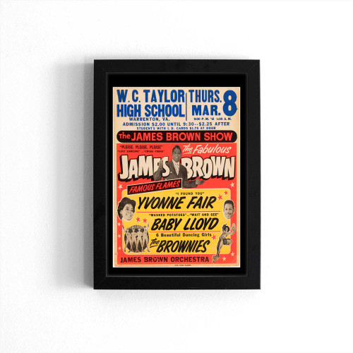 Exceptional The Fabulous James Brown Famous Flames 1962 Concert Poster
