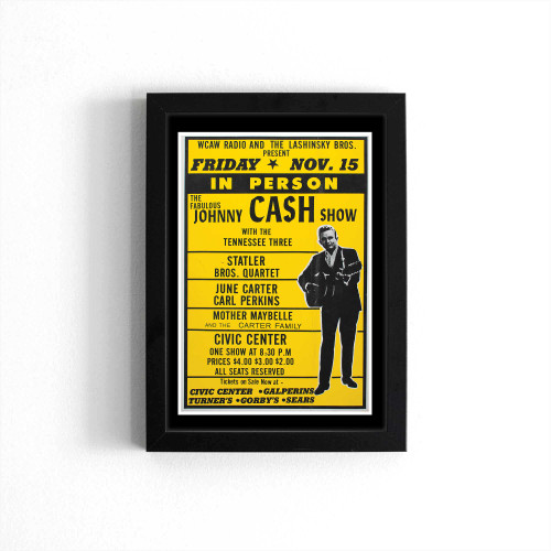 Johnny Cash 1968 Charleston Concert Poster