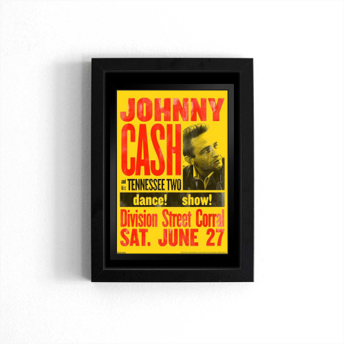 Johnny Cash And His Tennessee Two Dance Show Concert Classic Retro Vintage Country Music Black Wood Framed Poster