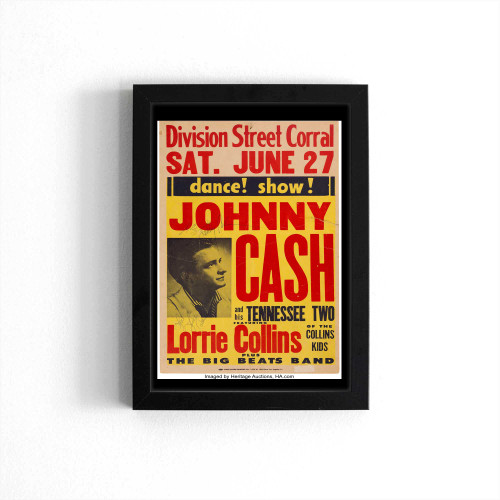 Johnny Cash Division Street Corral Concert With Vintage Poster