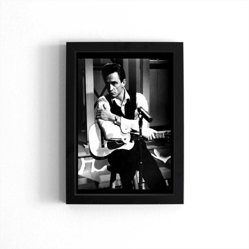 Johnny Cash Posed With Guitar Poster