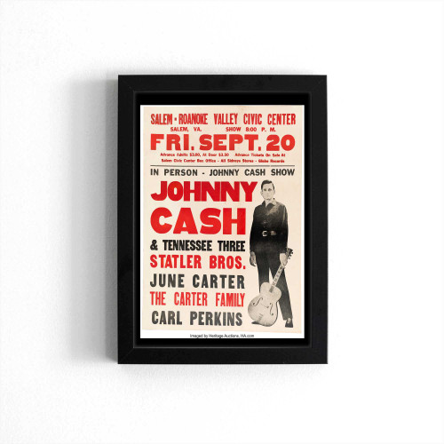 Johnny Cash Statlers June Carter & Carl Perkins 1968 Salem Poster