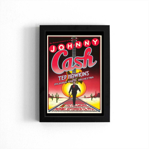 Johnny Cash Vintage Concert From Fillmore Auditorium Poster
