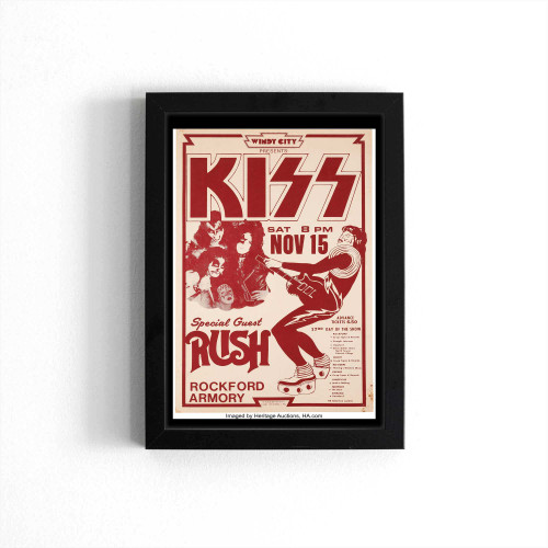 Kiss Rush 1975 Rockford Illinois Concert Poster