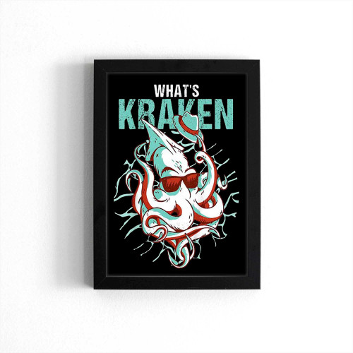 Kraken Ocean Monster Diver Surfer Beach Lover What'S Kraken Poster