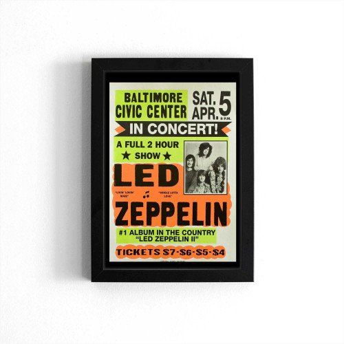 Led Zeppelin Live In Baltimore Concert Artist Poster