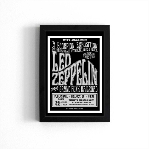 Led Zeppelingrand Funk 1969 Cleveland Concert Poster