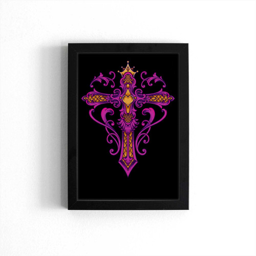 Purple Vine Cross Poster