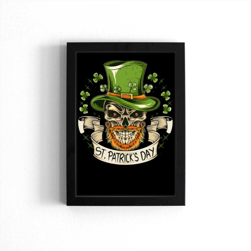 St Patrick'S Day Skull Hat Bearded Poster