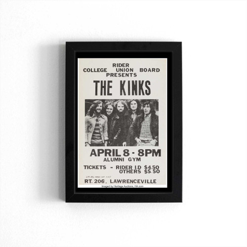 The Kinks 1973 Rider College Lawrence Township Nj Concert Poster