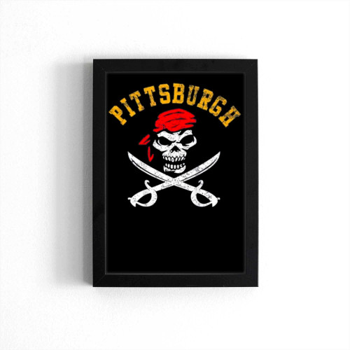 Vintage Pittsburgh Baseball Skull Retro Poster