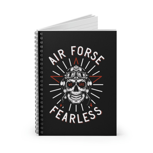 Air Forse Fearless Skull Motorcycle Spiral Notebook