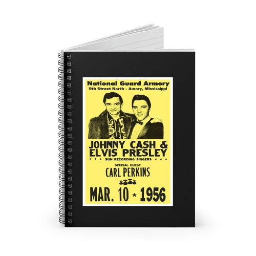 Elvis Presley Johnny Cash National Guard Armory Vintage Style Showprint Spiral Notebook