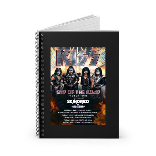 Kiss End Of The Road World 2023 Tour Uk Tour Spiral Notebook
