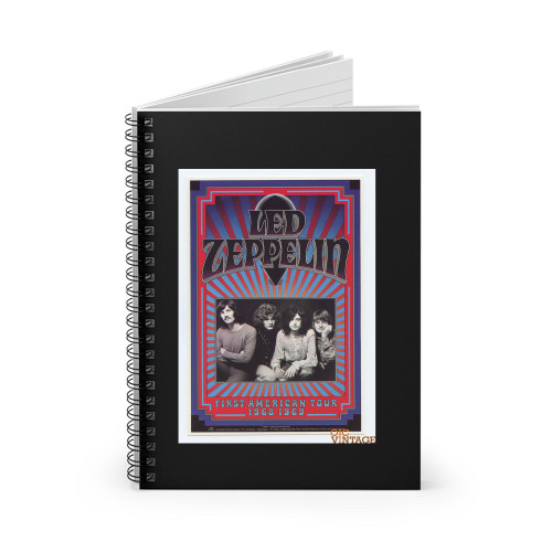 Led Zeppelin Postcard 1968 First American Tour Spiral Notebook