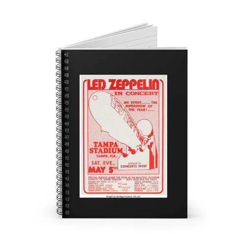 Led Zeppelin Tampa Stadium Concert Handbill Spiral Notebook