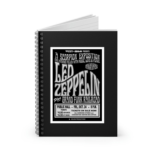 Led Zeppelingrand Funk 1969 Cleveland Concert Spiral Notebook