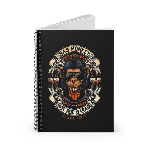 Monkey Gas Crossed Pistons Ribbon Logo Spiral Notebook