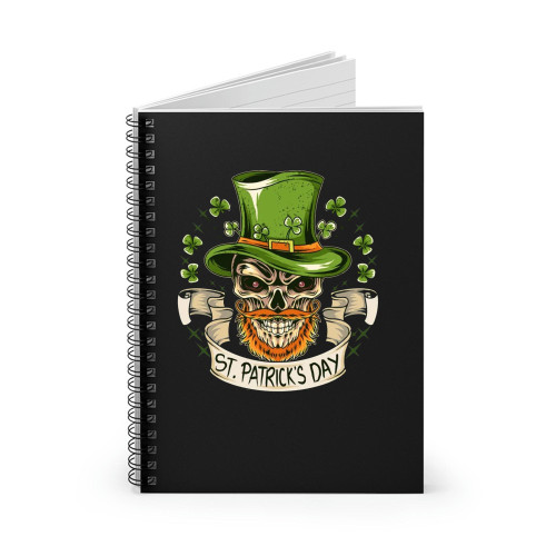 St Patrick'S Day Skull Hat Bearded Spiral Notebook