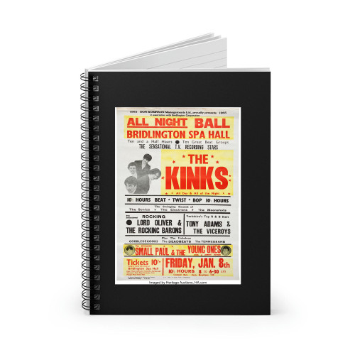 The Kinks 1965 All Day And All Of The Night British Concert Spiral Notebook