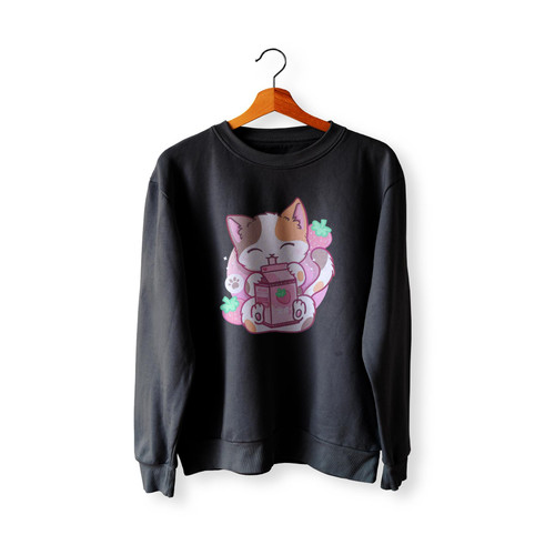 Strawberry Shake Strawberry Milk Cat Kawaii Neko Anime Cute Cats  Sweatshirt Sweater