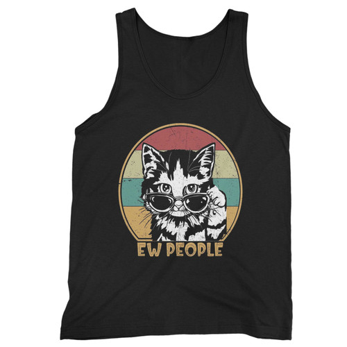 Ew People Retro Cat Funny Vintage Anti Social Introvert  Tank Top