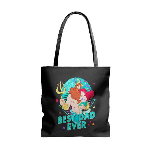 Best Dad Ever Retro King Triton Ariel The Little Mermaid  Tote Bags