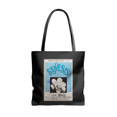 Genesis Phil Collins Lou Reed Rare Dual Signed Original 1973 Concert  Tote Bags  Tote Bags