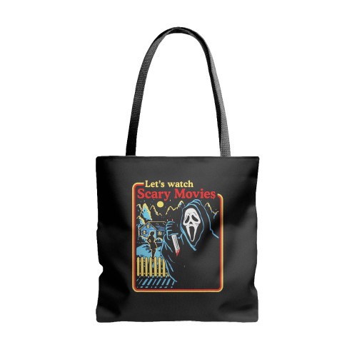 Let'S Watch Scary Movies Halloween  Tote Bags