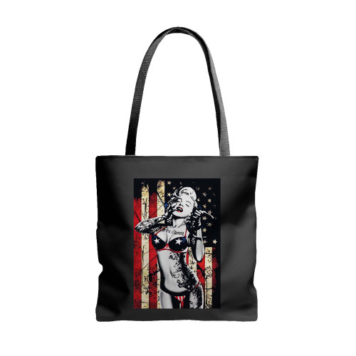 Marilyn Monroe American Flag  Tote Bags