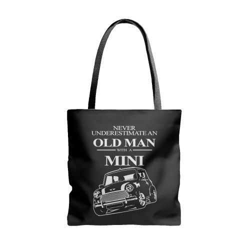 Old Man With A Mini Cooper Funny Cool Retro  Tote Bags