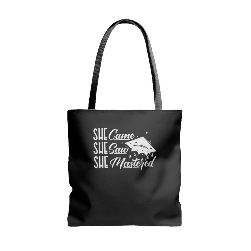 She Came She Saw She Mastered  Tote Bags